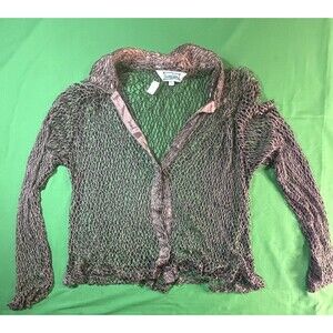 Hourglass Brown Mesh Cardigan Women’s Large LG Lightweight Open Front